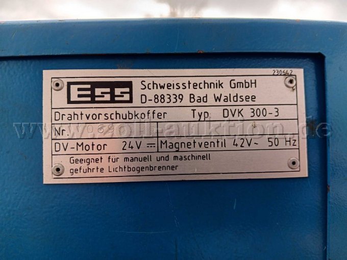 Typenschild ESS Drahtvorschubkoffer