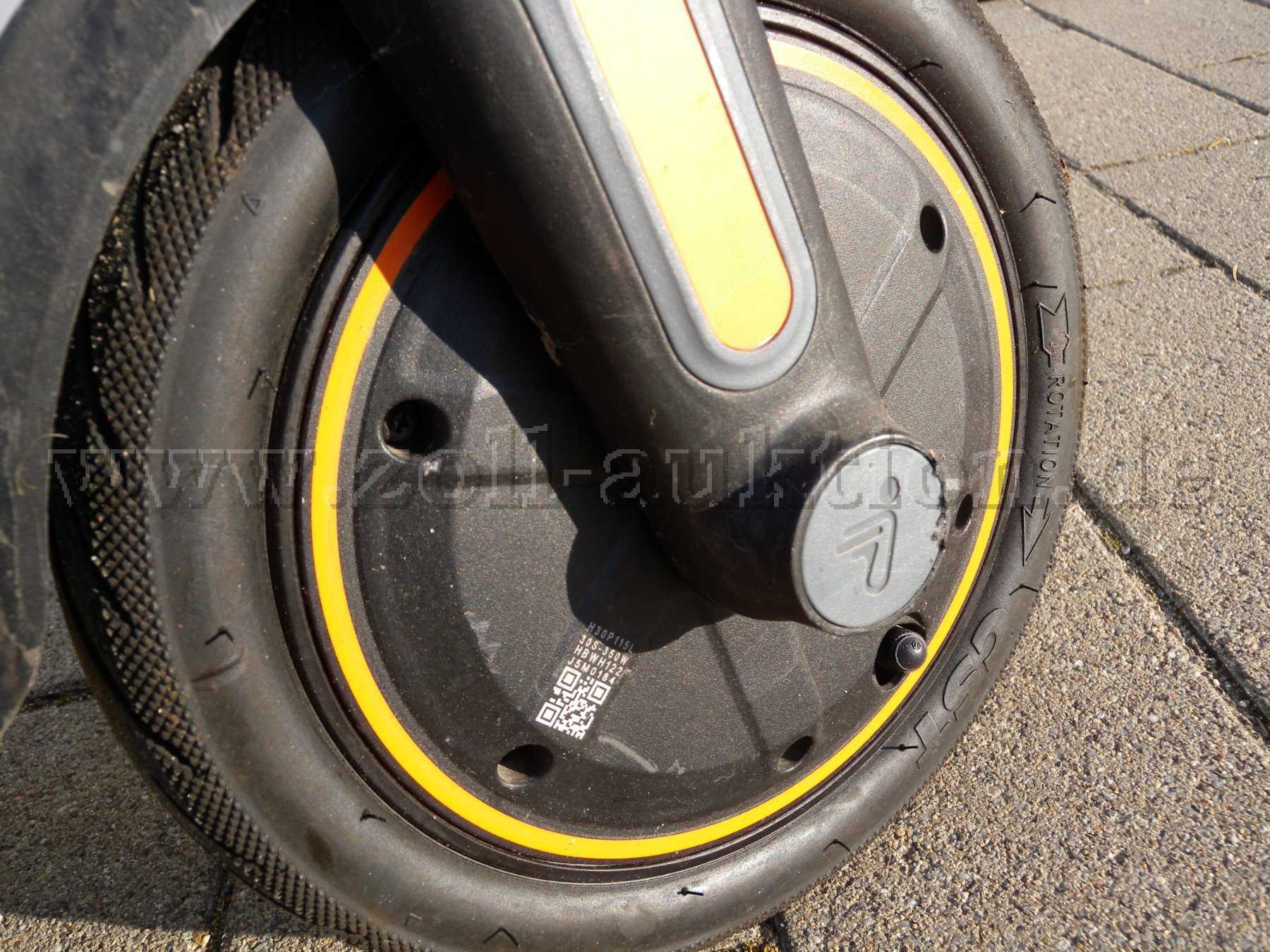 Ansicht Vorderrad bei Sonne