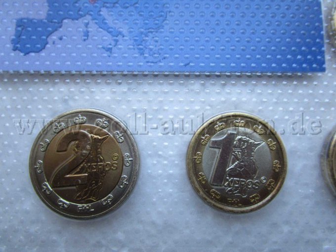 1 und 2 Euro Probemünzen Vorderseite