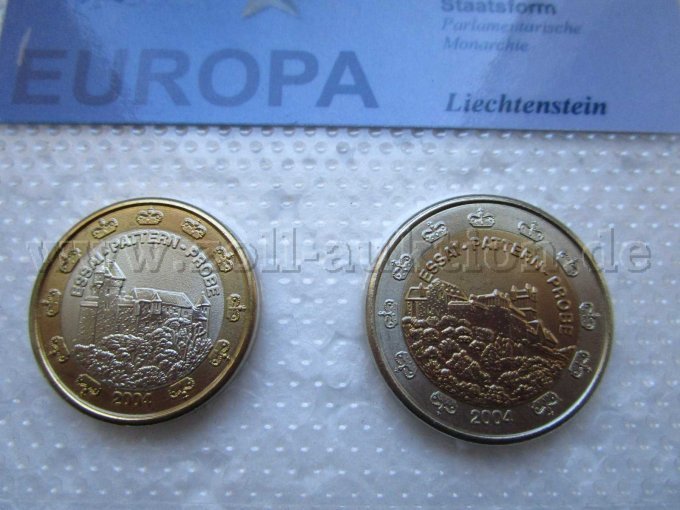 1 und 2 Euro Probemünzen Rückseite