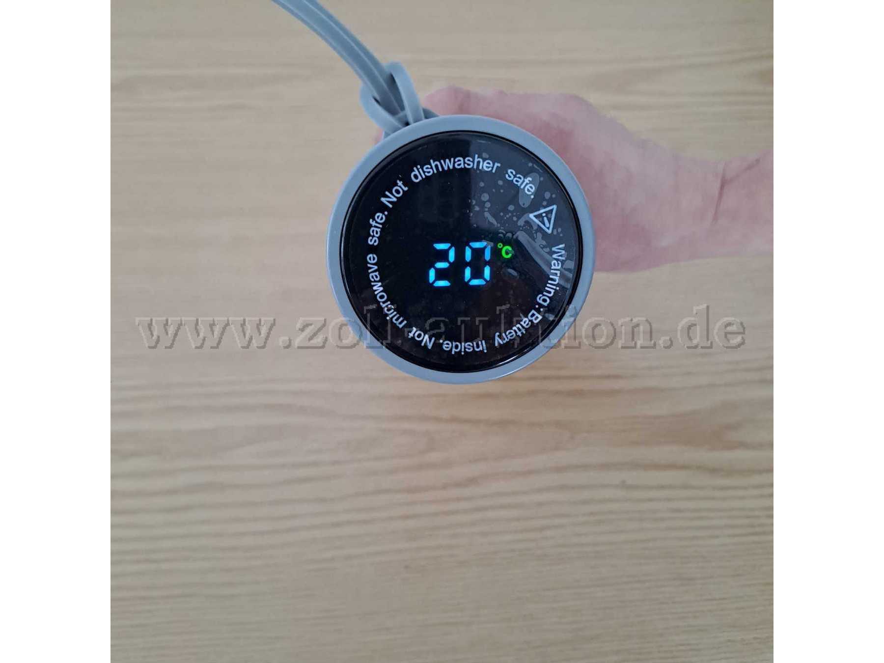 Edelstahl Trinkflasche mit Digital Thermometer oben