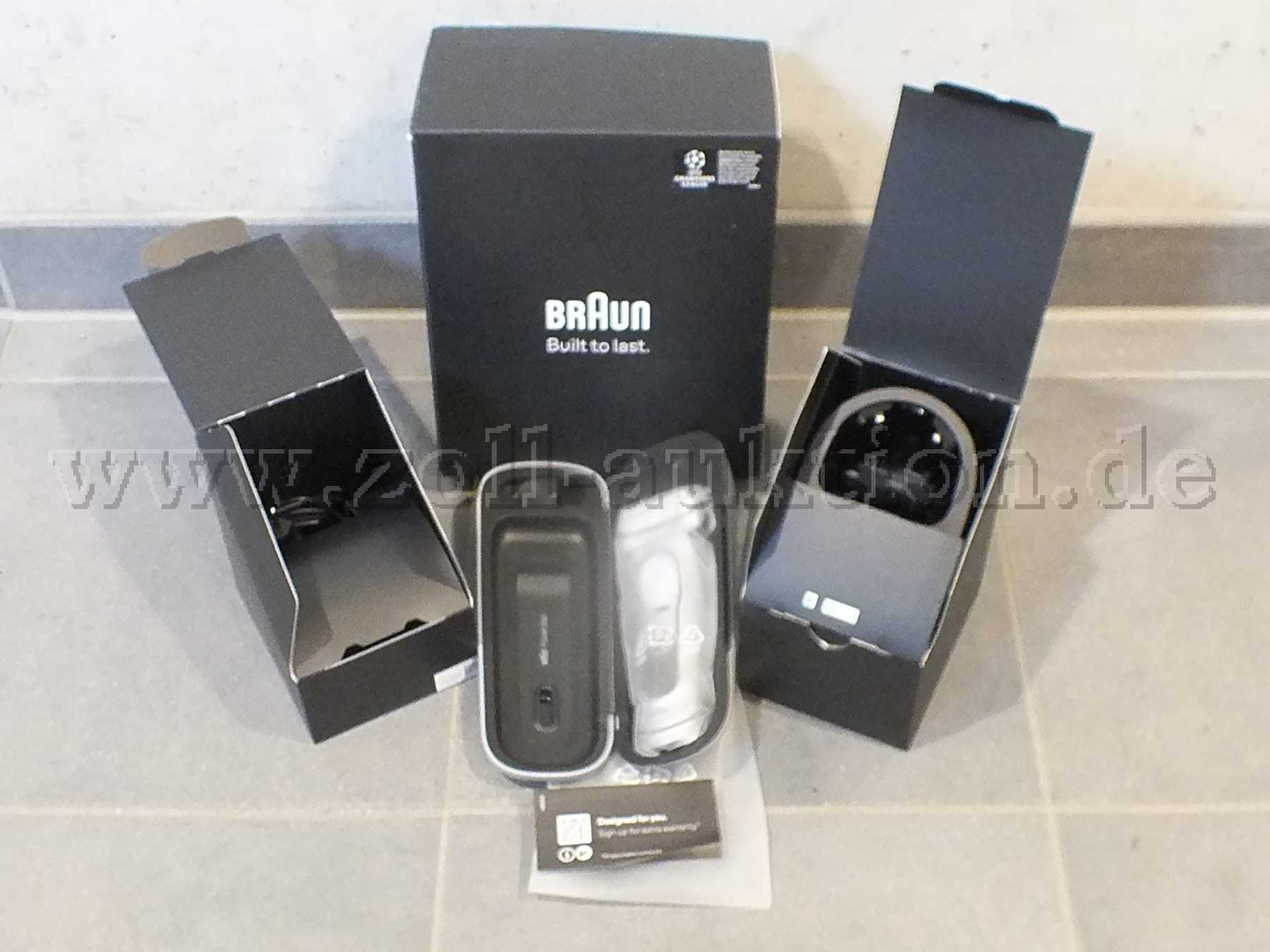 Gesamtansicht der Zollaktion Braun Rasierer Series 9 PRO+ mit Zubehör.