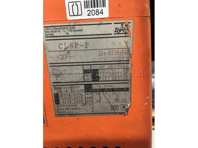 Technische Daten des Schweißgeräts.