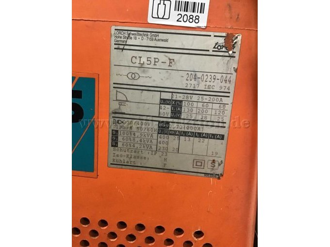 Technische Daten des Schweißgerätes.