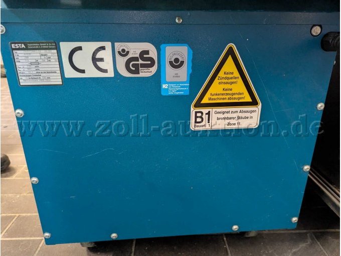 Absauganlage Rückansicht CE-Kennzeichen und andere