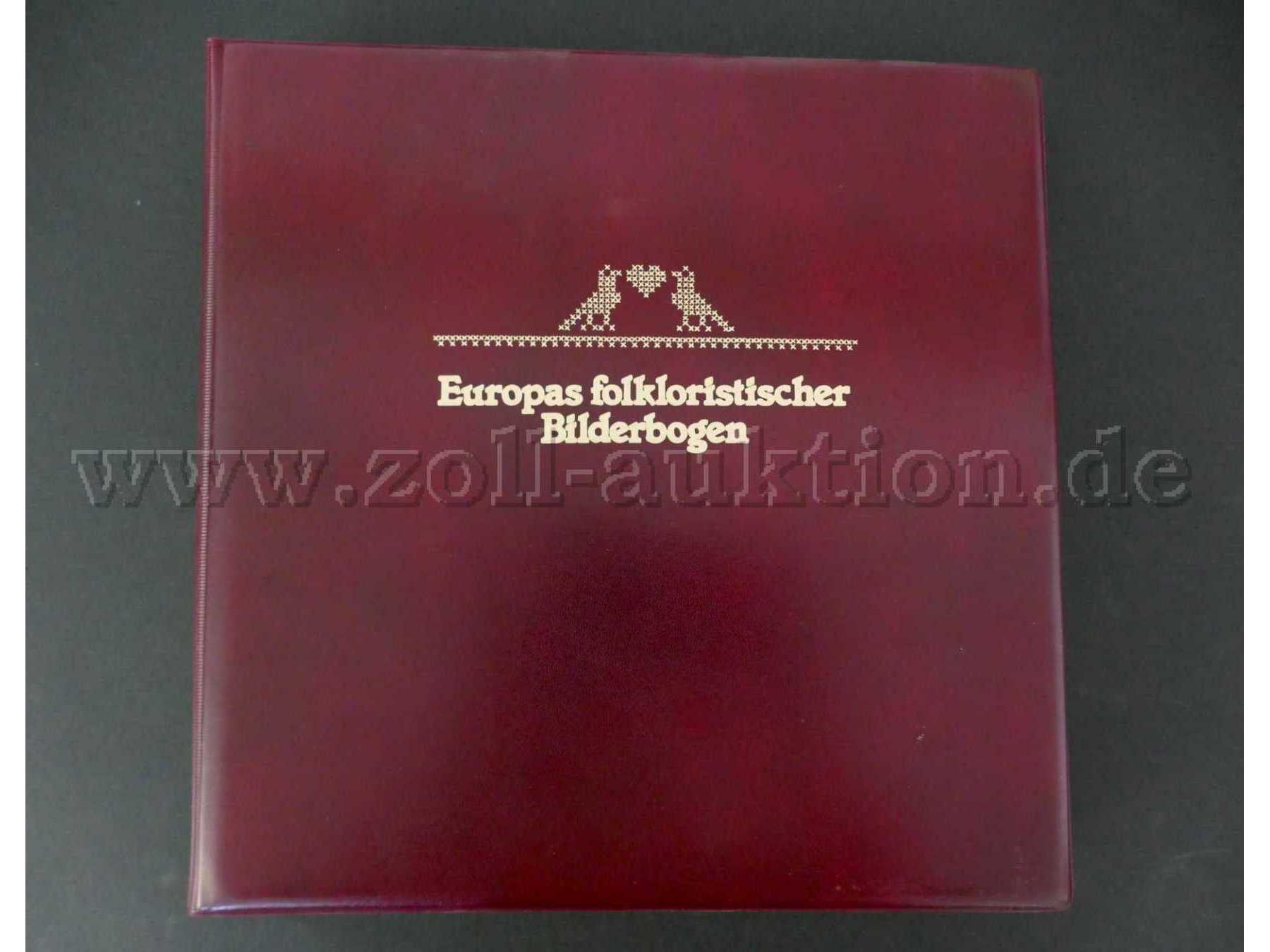 1 Europas folkloristischer Bilderbogen mit 35 Seiten und ca. 149 Briefmarken