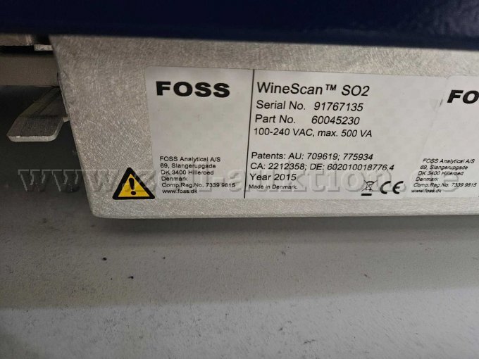 FOSS WineScan Typenschild mit CE-Kennzeichen