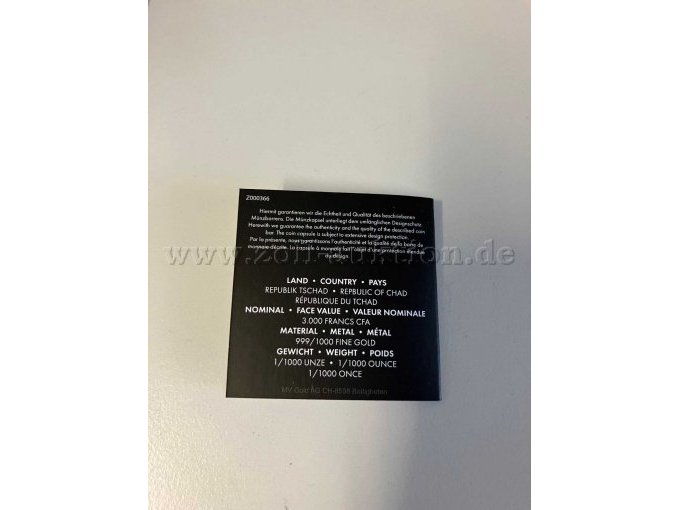 Rückseite Echtheitszertifiakt