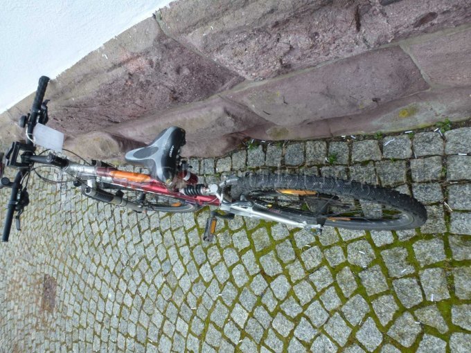 Ansicht von hinten mit Lenker, Sattel und Hinterrad