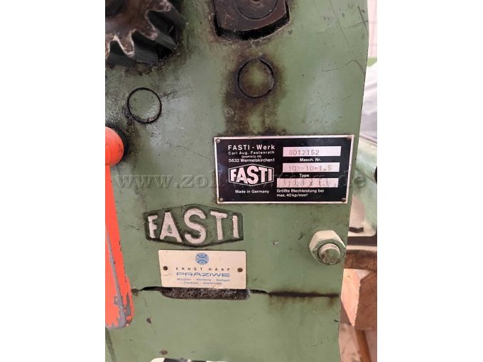 Fasti Rundbiegemaschine mit Rädervorgelege und Handantrieb, Typ 102-10-1,5 - Ansicht Typschild