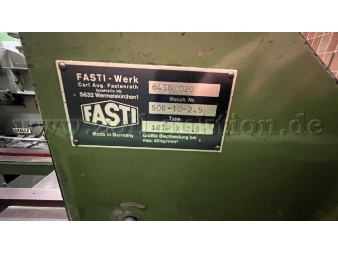 Fasti Tafelschere 506-10-2,5 – Ansicht Typenschild