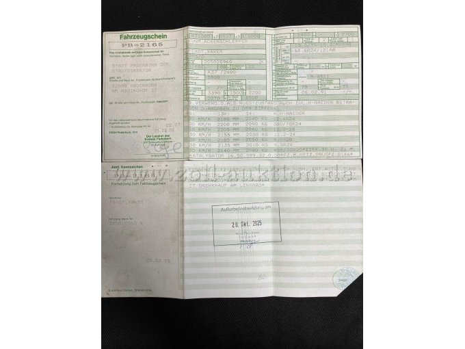 Fahrzeugschein Vorderseite