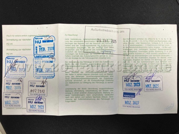 Fahrzeugschein Rückseite