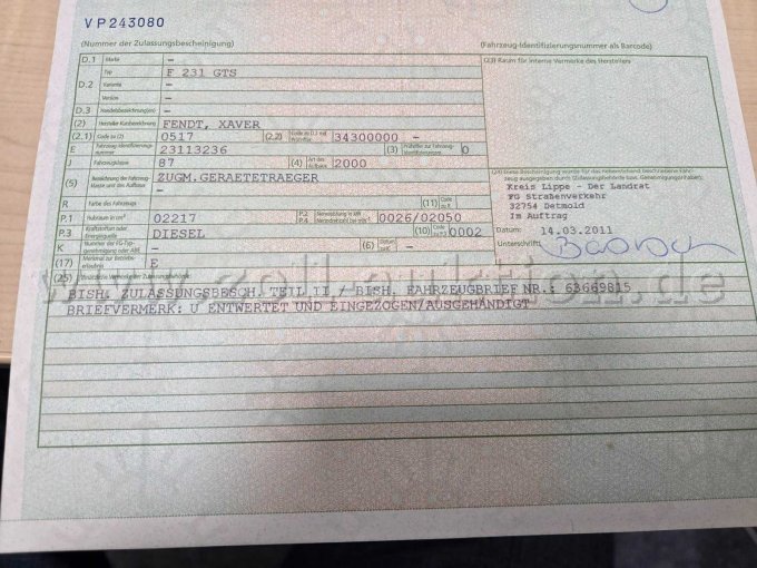 1 Fendt Geräteträger F 231 GTS als Bastlerfahrzeug – foto 9 – kavel bij Zoll-Auktion, Bad Salzuflen