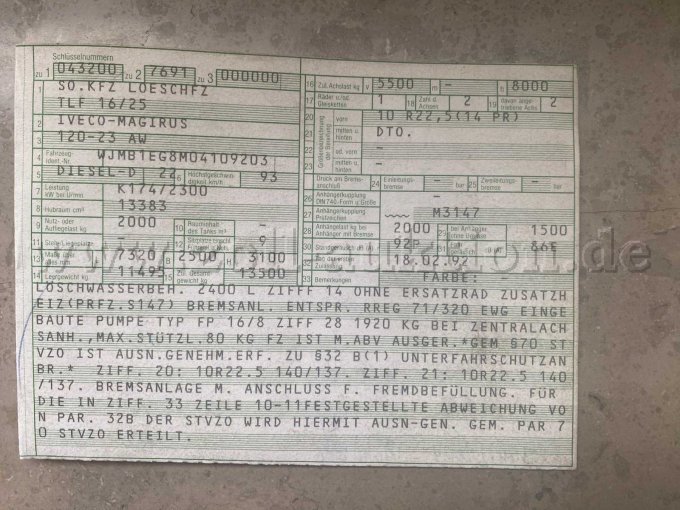 Zulassungsbescheinigung Teil 1