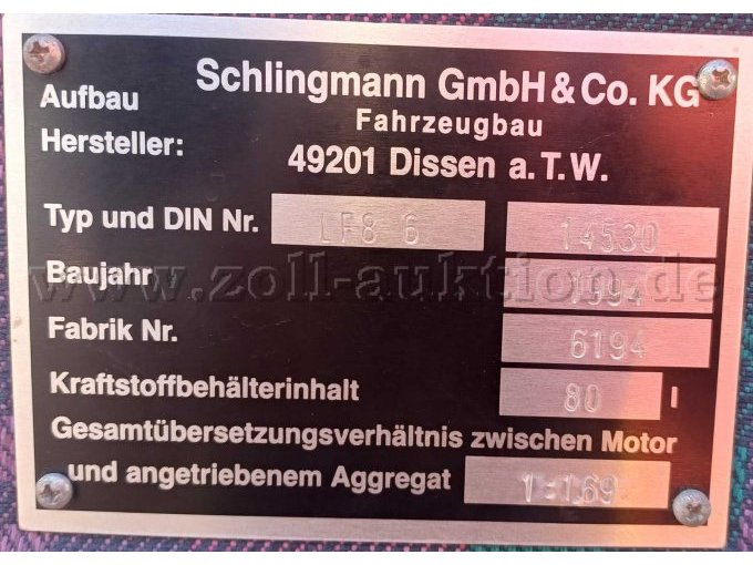 1 Feuerwehrfahrzeug Löschfahrzeug 8/6 auf Daimler Benz 814 D – foto 15 – kavel bij Zoll-Auktion, Limburg