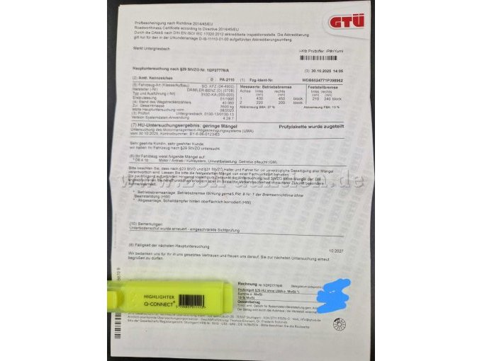 Prüfbescheinigung HU