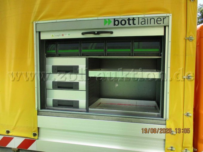 Fiat Ducato, Doka, Plane - Spriegel, defekt, gebraucht: Detailansicht beifahrerseitiges Staufach von außen erreichbar, geöffnet