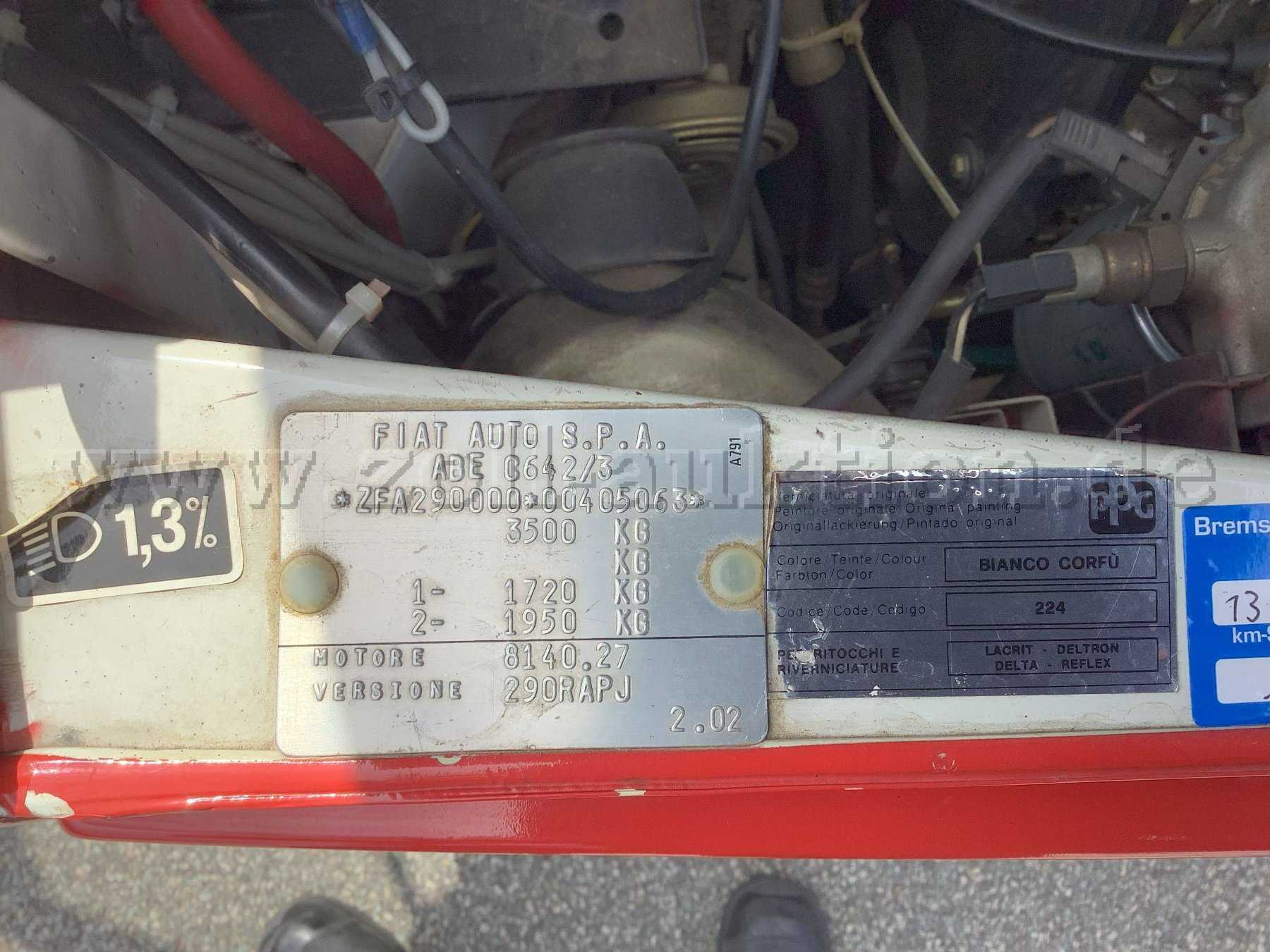 Typenschild Fahrzeug Fiat