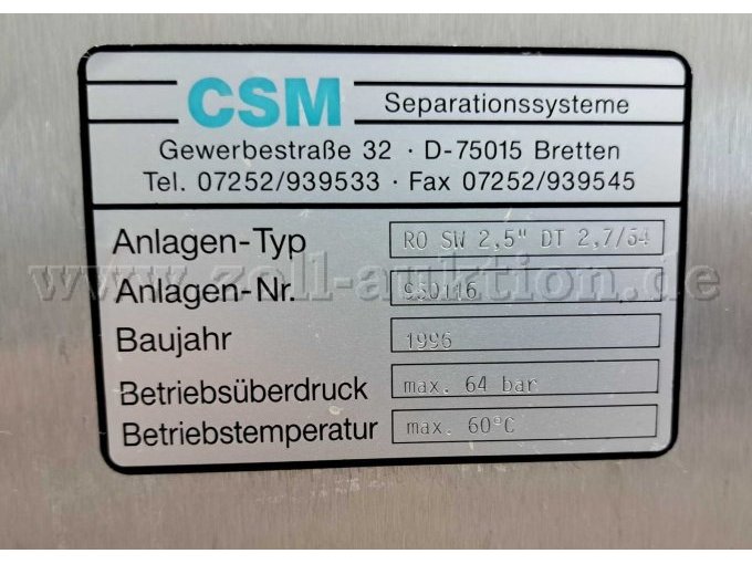 Typenschild Anlage