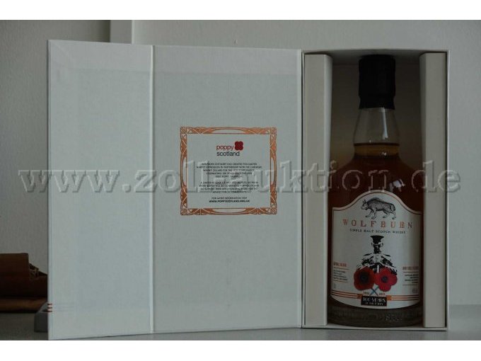 Frontansicht Original-Karton geöffnet mit Flasche