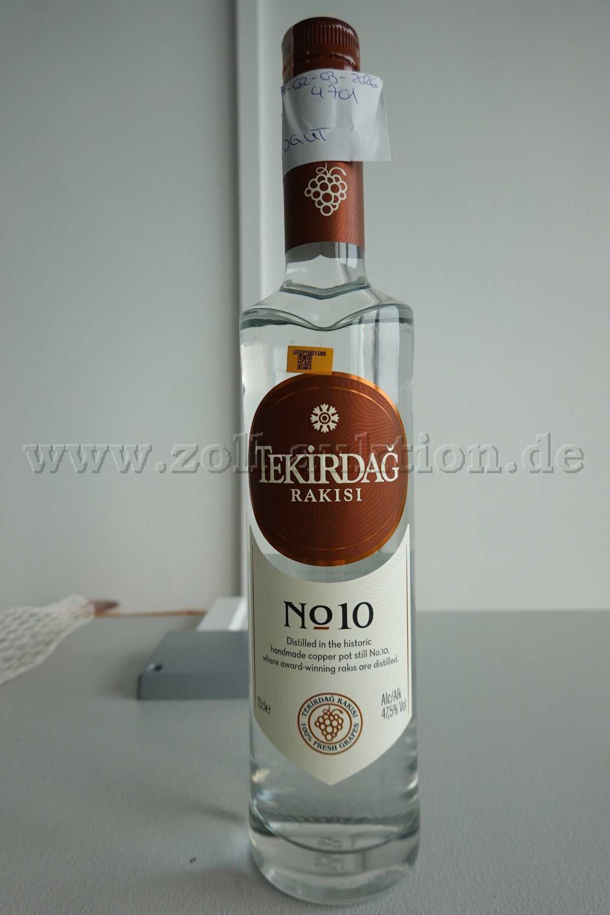 1 láhev Raki "Tekirdag Rakisi No 10" 47,5% vol. 0,7 litru