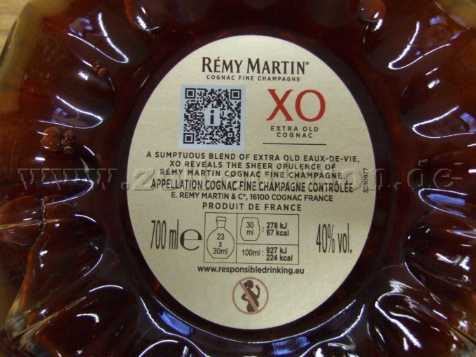 Remy Martin Flasche Etikett Rückseite