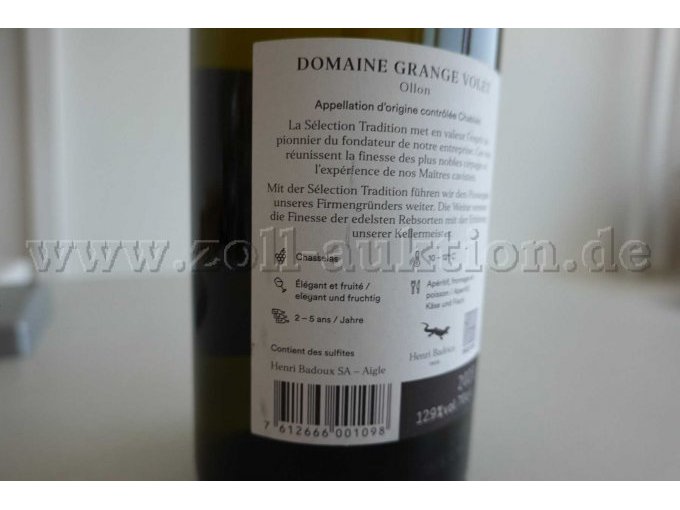 Etikett Rückseite mit Produzentenangabe