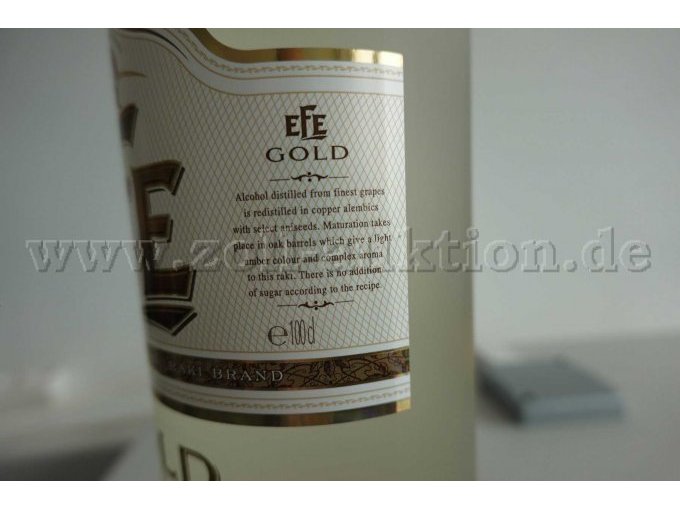 1 fles van (1) liter EFE Raki Gold met 45 % vol. alc – foto 3 – kavel bij Zoll-Auktion, Kiel