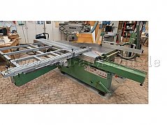 Ansicht der linken Maschinenseite mit Format-Schiebeschlitten und Bedienelementen (Schalter)