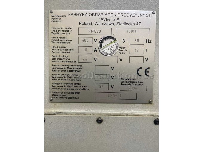 1 freesmachine AVIA FOP gereedschapsfreesmachine type FNC30 - defect – foto 6 – kavel bij Zoll-Auktion, Westerburg