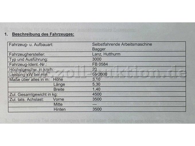 Friedhofbagger Lanz FB3000E, Fahrzeugbeschreibung Ansicht