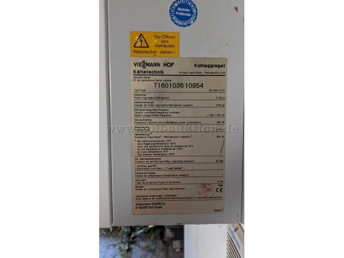 Typenschild Kühlaggregat