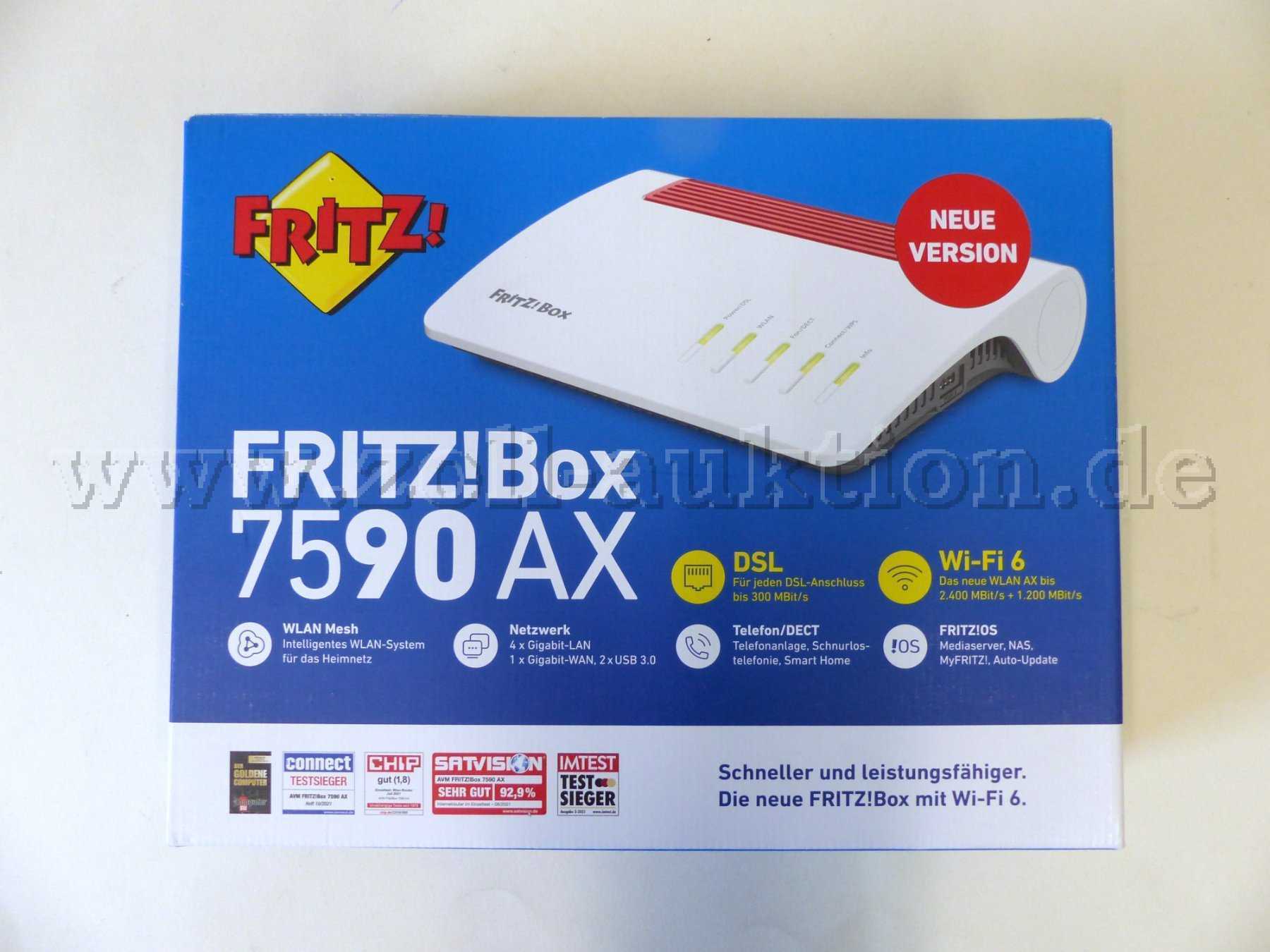 1 Fritz!Box 7590 AX originalverpackt mit Zubehör, unbenutzt