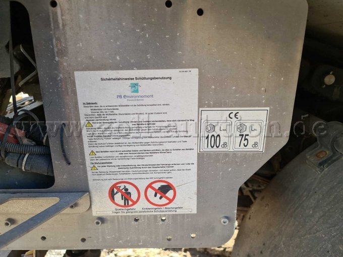 Ansicht Typenschild / Hinweise zur Schüttung