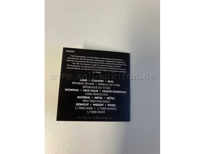 Rückseite Echtheitszertifikat