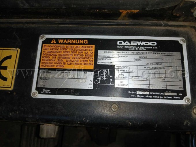 Daewoo Typenschild