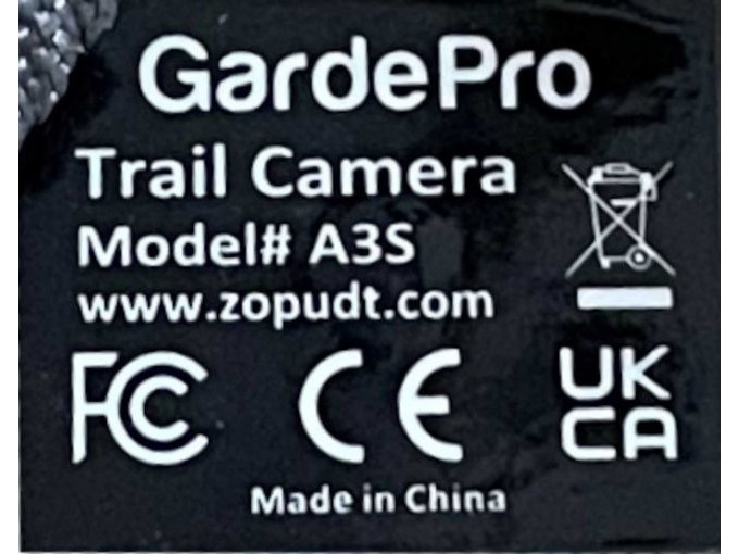 GardePro A3S Herstelleraufkleber