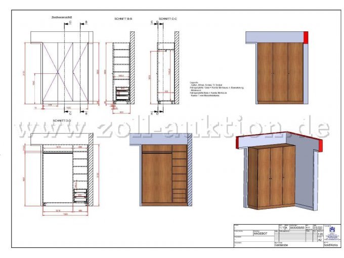 Skizze vom Garderobenschrank