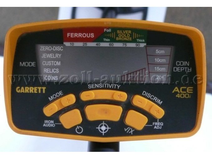 Garrett ACE 400i Metalldetektor Display und Bedienelemente