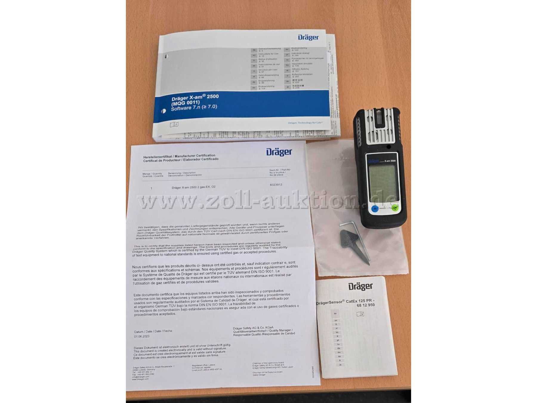 Gasmessgerät X-am 2500 mit Gerätebeschreibung und Bedienungsanleitung sowie Werk