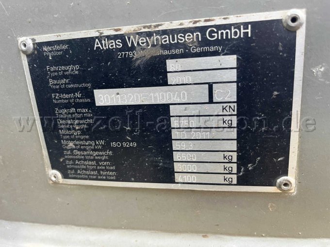 1 Gebrauchter Atlas Radlader 80 – Weyhausen – Baujahr 2010 – foto 10 – kavel bij Zoll-Auktion, Rheine