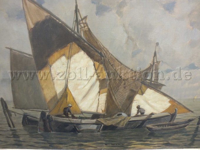 1 schilderij "Vissersboten in een lagune" van de kunstenaar Ludwig Dill – foto 6 – kavel bij Zoll-Auktion, Paderborn