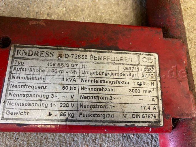1 generator van het merk Endress 406 BS/S GT – foto 3 – kavel bij Zoll-Auktion, Falkenberg