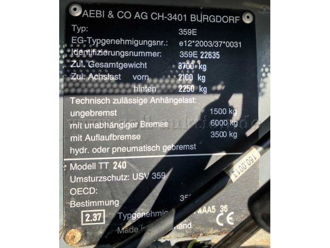 Aebi TT240 Ansicht Typenschild