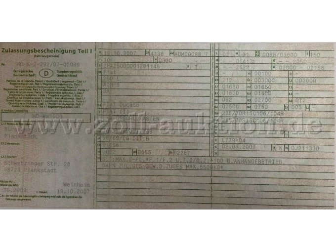 Zulassungsbescheinigung Teil I