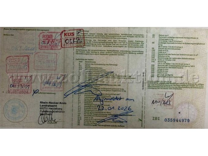 Zulassungsbescheinigung Teil I