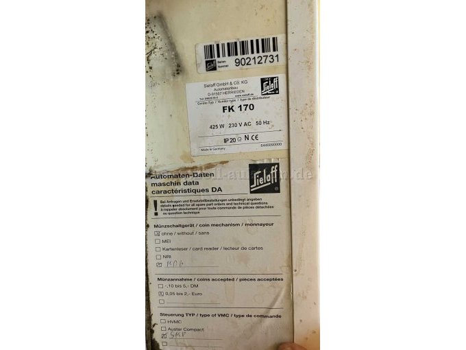 Getränkeautomat Typenbezeichnung