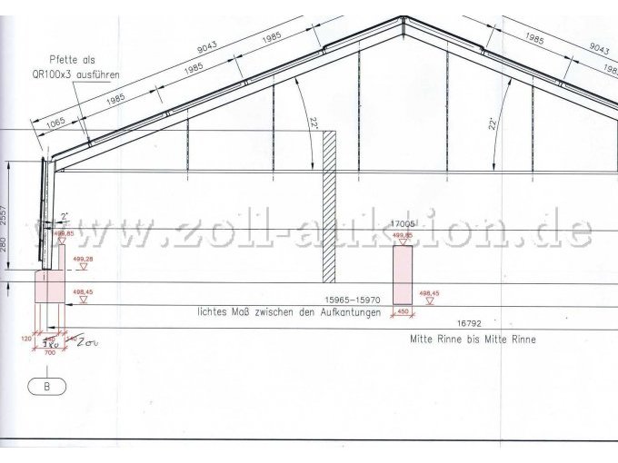 Querschnitt Süd, technische Zeichnung