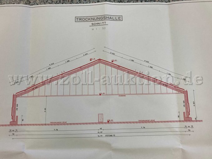 Gewächshaus Querschnitt, technische Zeichnung